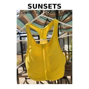 Women's Zip Up Sports Bra/swim Top Sz Med